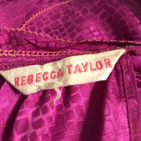 Rebecca Taylor Raspberry Silk Ruffle Front Top - Picture 6 of 7